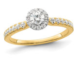 3/5 Carat (ctw I2-I3) Diamond Halo Engagement Ring in 14K Yellow Gold